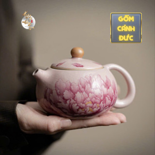 Ấm Trà Tây Thi Hồng Mẫu Đơn 180ML HOÀNG ĐAN TEA Uống Pha Trà Đạo Gốm Cảnh Đức Men Cổ Nhà Tống Quà Tặng Cao Cấp