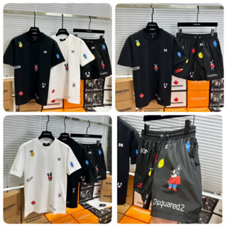  Bộ Quần Áo Nam HDSHOP Đồ Bộ Nam Cộc Tay ICON DSQ Hoạ Tiết Chất Vải Cotton Cao Cấp Co Dãn 2 màu đen Trắng 