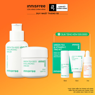 Bộ Tinh chất dưỡng ẩm Trà Xanh Green Tea Seed Serum 80mL và Kem dưỡng ẩm trà xanh INNISFREE Green Tea Seed Cream 50ml