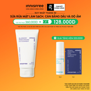 Sữa rửa mặt Blueberry làm sạch, cân bằng dầu và độ ẩm innisfree Blueberry Rebalancing 5.5 Cleanser