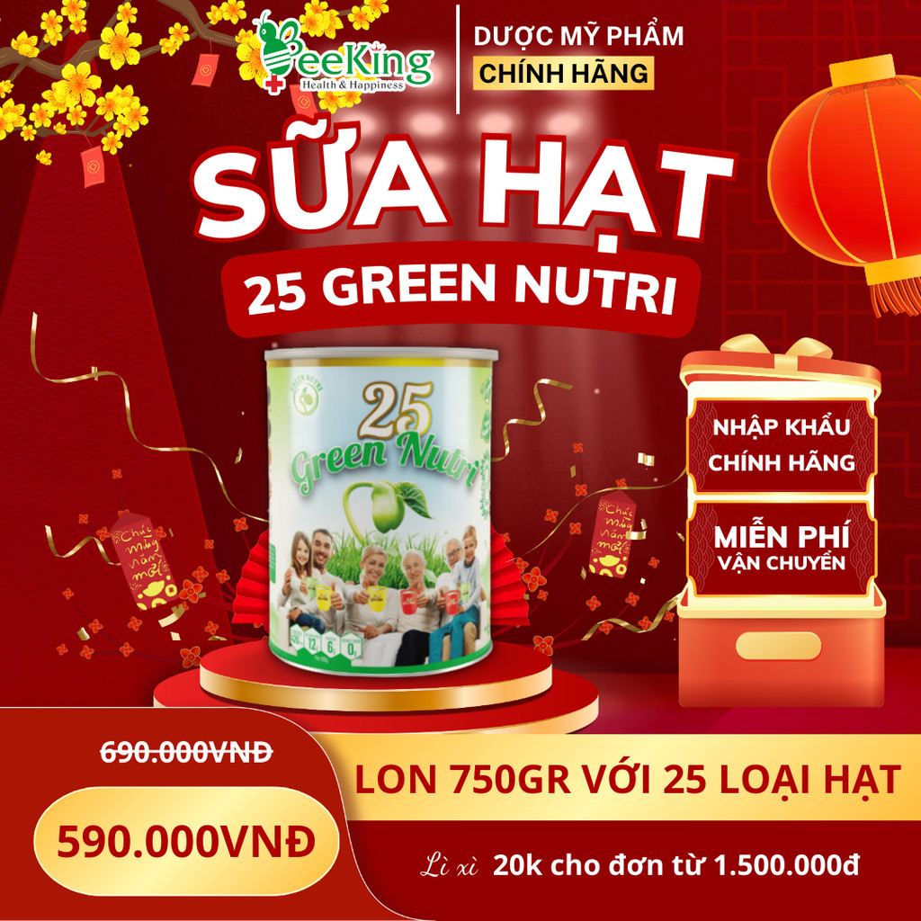 Sữa hạt 25 loại ngũ cốc nguyên cám 25 GREEN NUTRI dùng cho người ăn kiêng - Lon 750gr