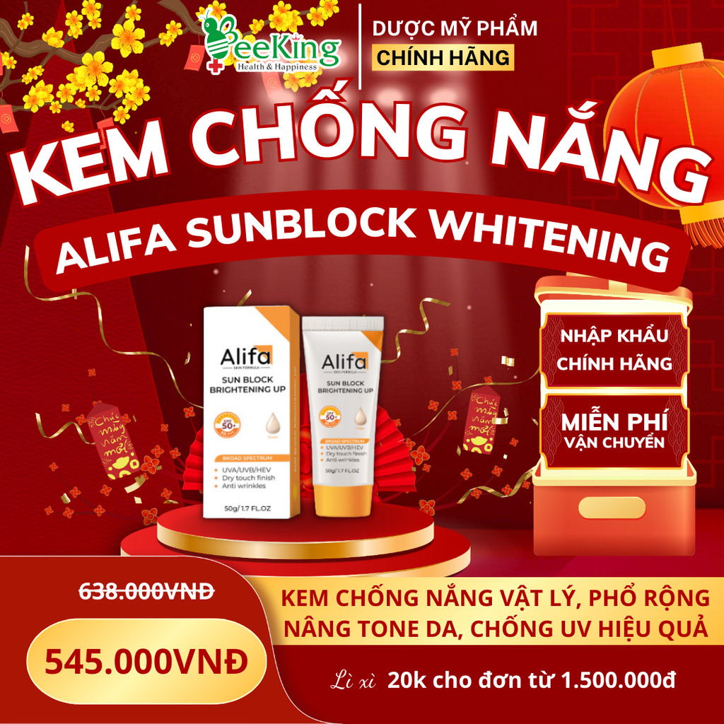 Kem chống nắng ALIFA SUNBLOCK BRIGHTENING UP phổ rộng, nâng tone da - Tube 50g