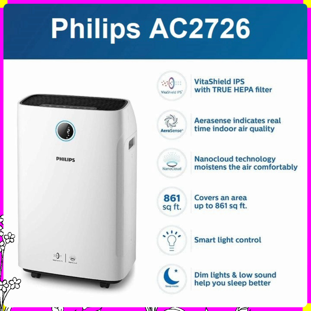 Máy lọc không khí 2 trong 1 Philips Series 2000 AC2726/00 kèm chức năng tạo độ ẩm .