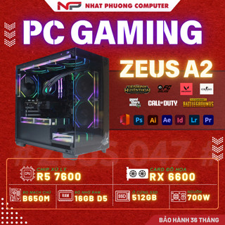  Bộ máy tính PC AMD ZEUS Ryzen 5 7600 + RTX 4060 Ti + Ram 16GB + SSD 512GB chiến mọi game - Bảo hành 36 Tháng 