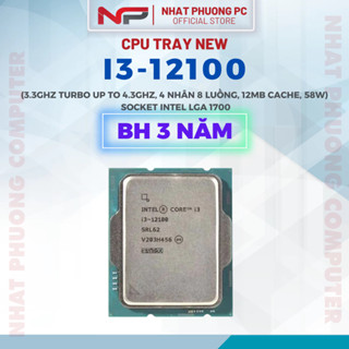 CPU intel Core i3 12100 Tray ( 4 NHÂN 8 LUỒNG / 3.3 - 4.3 GHZ / 12MB ) Socket LGA 1700 NEW BH 36 tháng