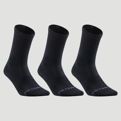 Tất thể thao rs 500 cho người lớn gói 3 đôi màu đen DECATHLON artengo mã 8379841