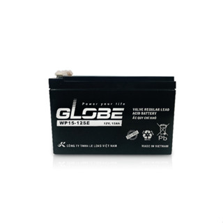 Bình ắc quy Globe WP15-12SE 12V15AH, dùng cho loa kéo, bình phun thuốc, ups