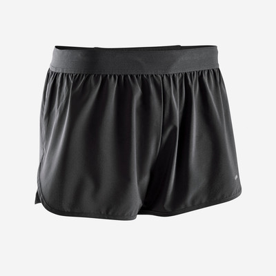 Quần short chạy bộ nam xẻ hông Kiprun 500 đen DECATHLON 8861551