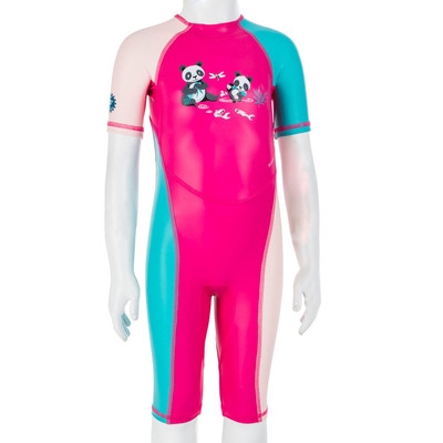 Đồ bơi liền thân chống tia UV Kloupi DECATHLON cho em bé - Hồng họa tiết gấu panda