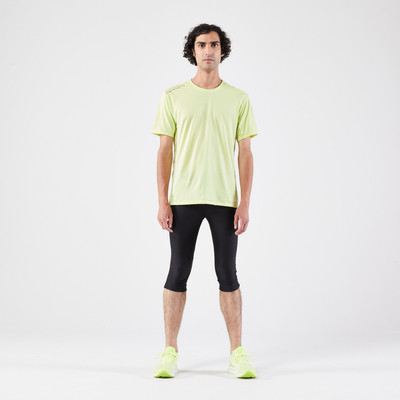 Quần bó chạy bộ nam dài 3/4 Run 100 đen DECATHLON Kiprun 8826518