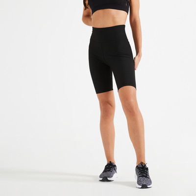 Quần short tập fitness nữ lưng cao DECATHLON FST 100 đen