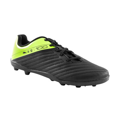 Giày đá bóng sân cỏ tự nhiên agility 100 cho trẻ em đen/neon Decathlon KIPSTA mã 8766040