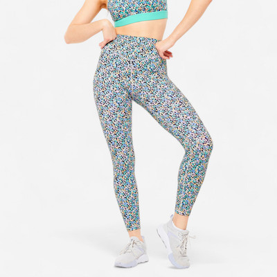 Quần legging tập gym nữ lưng cao fti 500 họa tiết Decathlon DOMYOS mã 8852956