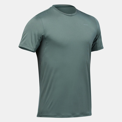 Áo thun dã ngoại nam ngắn tay mh100 màu kaki Decathlon QUECHUA mã 8785189