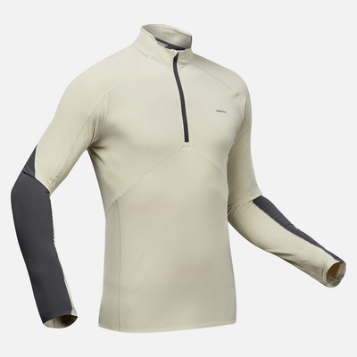 Áo thun dã ngoại nam dài tay chống tia uv mh500 xám Decathlon QUECHUA mã 8874083
