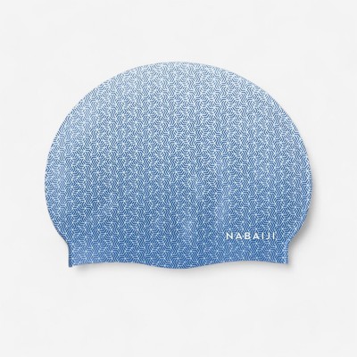 Mũ bơi silicon geo trắng/xanh dương Decathlon NABAIJI mã 8853985