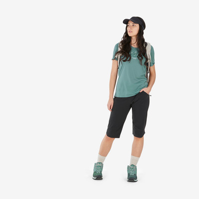 Áo thun hiking nữ ngắn tay mh500 xanh lá Decathlon QUECHUA mã 8843923