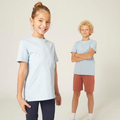 Áo thun thể thao cotton 500 cho trẻ em xanh da trời DECATHLON DOMYOS mã 8787349