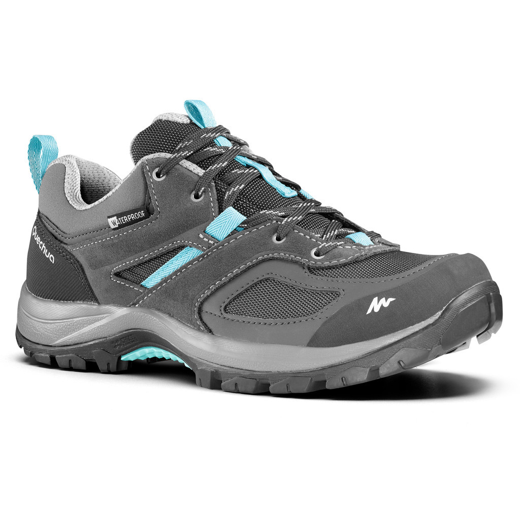 Giày leo núi dã ngoại mountain hiking 100 cho nữ xám/ xanh dương DECATHLON QUECHUA mã 8397090
