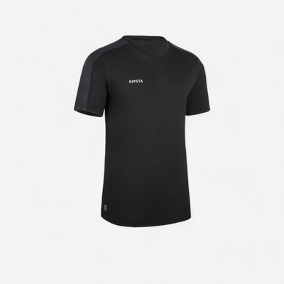 Áo thun đá bóng trẻ em ngắn tay essential đen Decathlon KIPSTA mã 8817149
