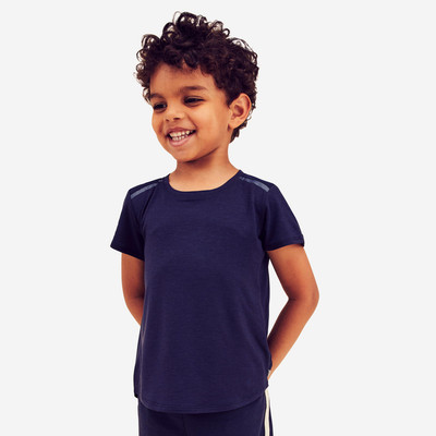 Áo thun tập gym 500 cho trẻ em xanh navy DECATHLON DOMYOS mã 8619439