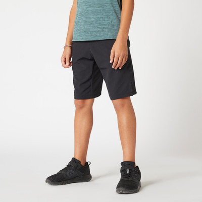 Quần short tập gym thoáng mát w500 cho bé trai đen DECATHLON DOMYOS mã 8587574