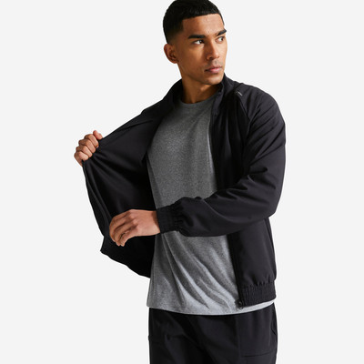 Áo khoác tập gym nam thoáng khí essential đen Decathlon DOMYOS mã 8646719