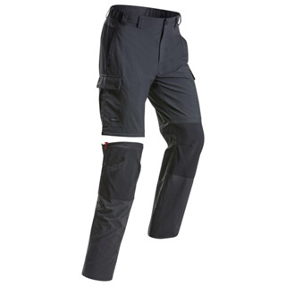 Quần dài trekking tháo ống mt100 cho nam xám DECATHLON FORCLAZ mã 8666242
