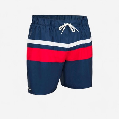 Quần short lướt ván 100 39 cm cho nam kẻ ngang xanh dương olaian mã 8776676