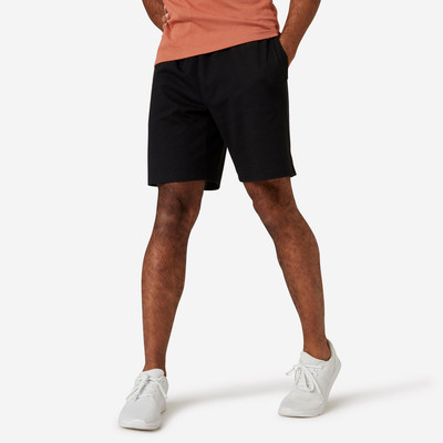 Quần short tập fitness nam bằng cotton màu đen DECATHLON DOMYOS nyamba 8645058