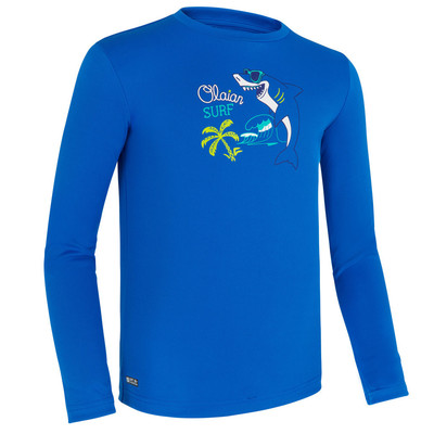 Áo thun dài tay lướt sóng chống tia UV cho trẻ em - Xanh dương DECATHLON mã 8611613