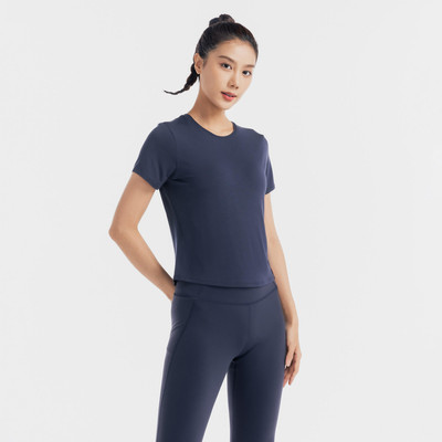 Áo croptop thể thao bằng lụa DECATHLON 520 xanh dương