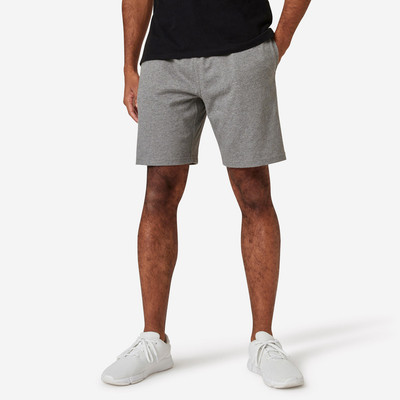 Quần short tập fitness cotton 500 cho nam xám DECATHLON DOMYOS mã 8645059
