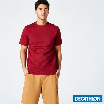 Áo thun tập fitness essentials 500 cho nam đỏ rượu DECATHLON DOMYOS mã 8773500