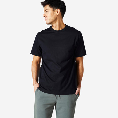 Áo thun tập fitness essentials 500 cho nam đen DECATHLON DOMYOS mã 8773497