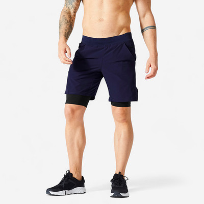 Quần short tập fitness 2 trong 1 500 cho nam DECATHLON DOMYOS mã 8785363