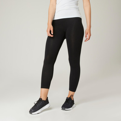 Quần legging ôm sát 7 8 cho nữ fit+ 500 đen DECATHLON nyamba mã 8511798