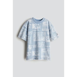 Áo thun HM màu xanh vải wash hoạ tiết mickey cho bé trai size 2-10y