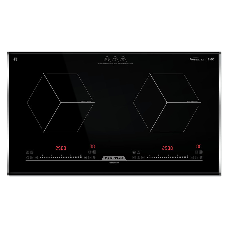 Bếp Từ Đôi Công Suất Lớn Daikiosan DB200 DB201 Mặt Kính Cường Lực Nhiều Chế Độ Nấu - Hàng Chính Hãng