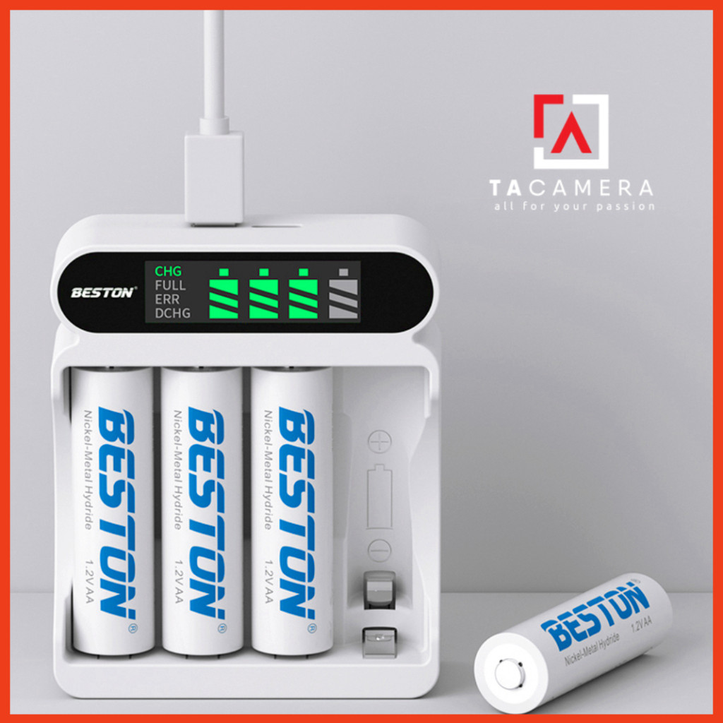 Sạc Pin AA AAA Beston Có Màn Hình, Tự Ngắt C9023L (4 Khe Pin)
