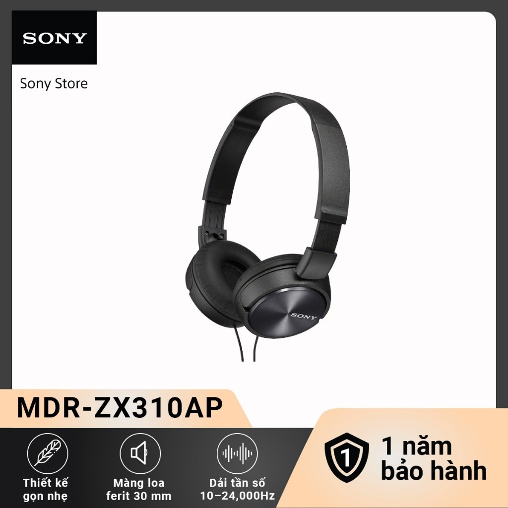 Tai nghe có dây Sony MDR-ZX310AP thiết kế gập gọn, màng loa Neodymium cho âm thanh mạnh mẽ, chuẩn âm | BigBuy360 - bigbuy360.vn