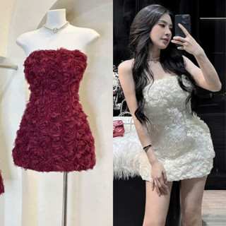 Váy Cúp Ngực Dáng Body Bánh Bèo VEROMODA Chất Liệu Tơ Đính Kết Hoa Hồng Cao Cấp Đẹp Quyến Rũ ,Sang Trọng