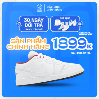  Giày Air Jordan 1 Low White Gym Red chính hãng cho nam nữ JD1 Low White Gym Red real fullbox Present Original Sneaker 