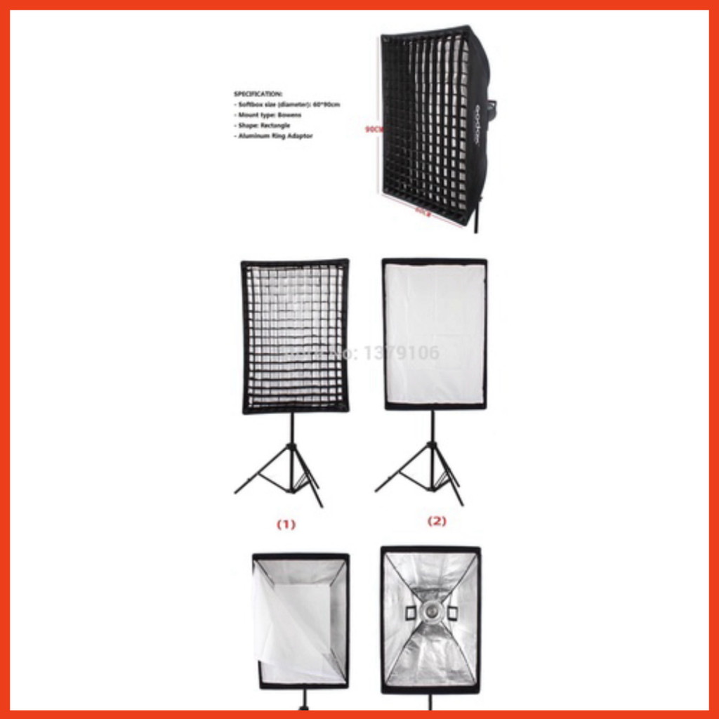 Bowen Mount Godox Softbox 60x90cm Tổ Ong