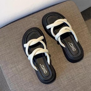  Dép Sandal Nữ Cá Tính Quai Xoắn Chéo Đế Cao 4cm Đi Êm Chân Không Trơn Trượt Phù Hợp Đi Chơi Đi Học Su Shoes 