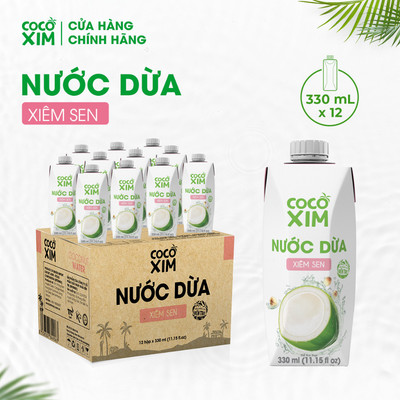 Thùng 12 Hộp Nước Dừa Xiêm Sen Cocoxim 330ml/hộp