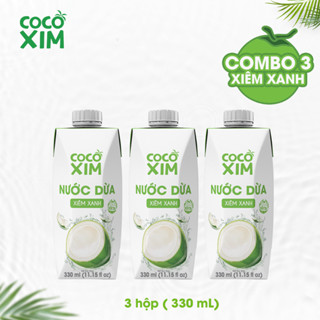  COMBO 3 Hộp Nước dừa đóng hộp Cocoxim Xanh dung tích 330ml Hộp 