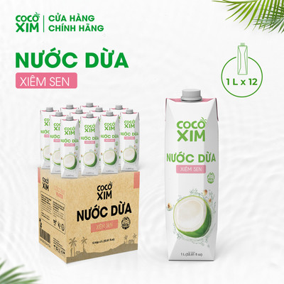 THÙNG 12 Hộp Nước dừa đóng hộp Cocoxim Sen dung tích 1000ml/Hộp