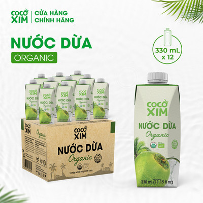 Thùng 12 Hộp Nước dừa đóng hộp Cocoxim Organic dung tích 330ml/Hộp