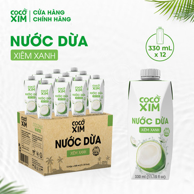 THÙNG 12 Hộp Nước dừa đóng hộp Cocoxim Xanh dung tích 330ml/Hộp